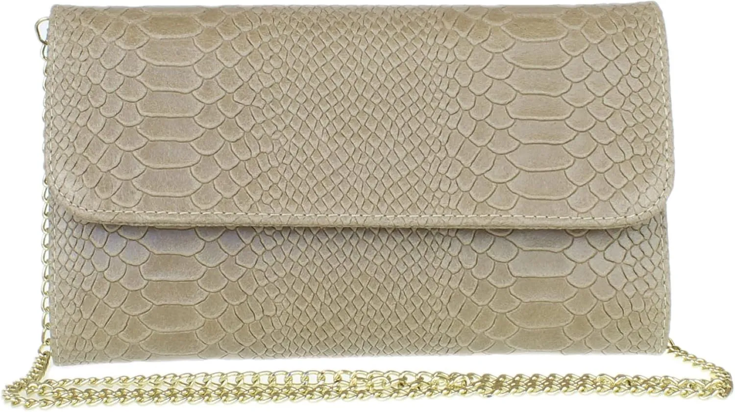 Girly HandBags Womens Italian Leather Snake Print Suede Clutch Bag