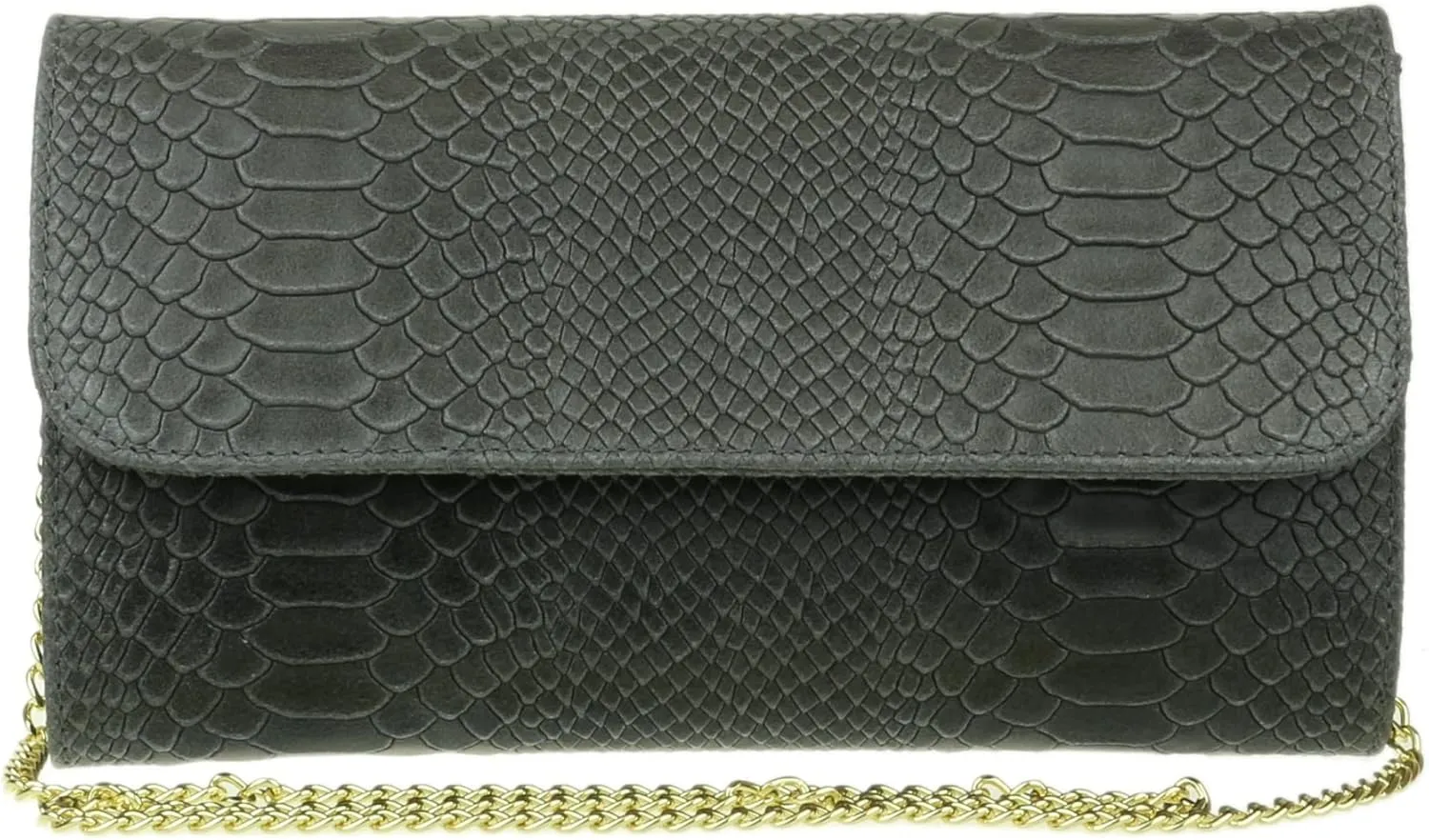 Girly HandBags Womens Italian Leather Snake Print Suede Clutch Bag