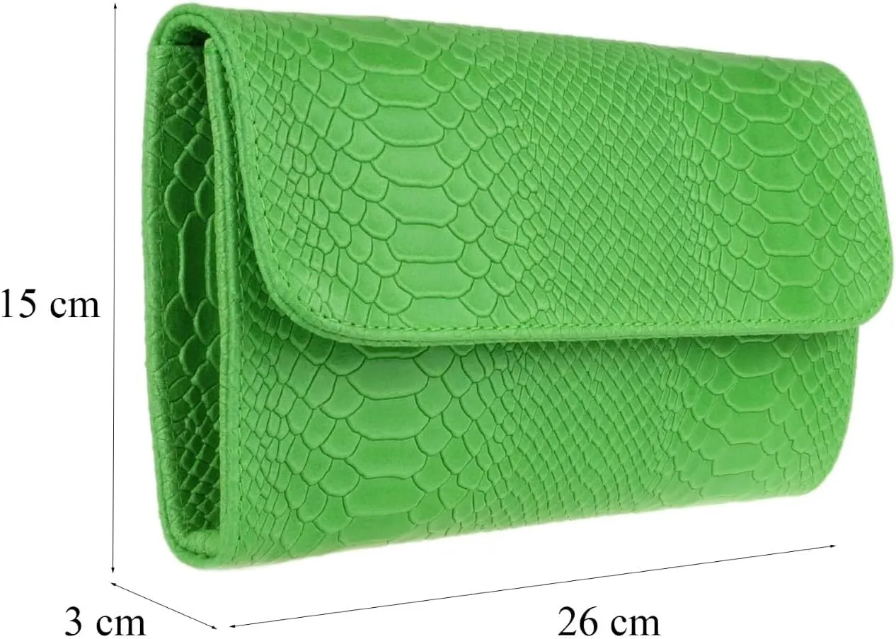 Girly HandBags Womens Italian Leather Snake Print Suede Clutch Bag