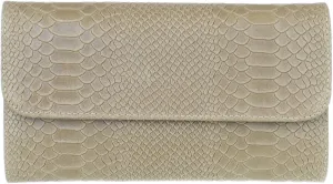 Girly HandBags Womens Italian Leather Snake Print Suede Clutch Bag