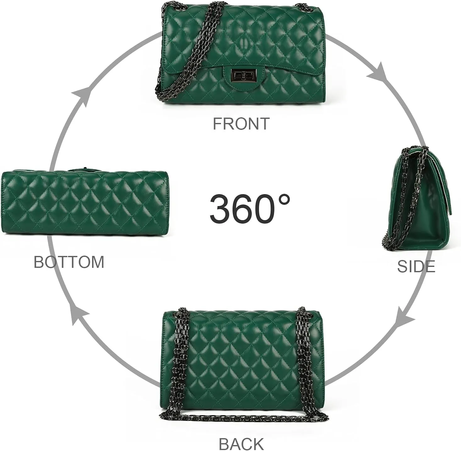 Gladdon Quilted Crossbody Purse for Women Trendy Ladies Shoulder Bag with Chain Designer Purses