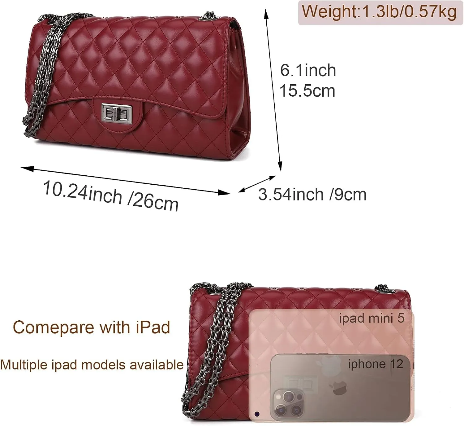 Gladdon Quilted Crossbody Purse for Women Trendy Ladies Shoulder Bag with Chain Designer Purses