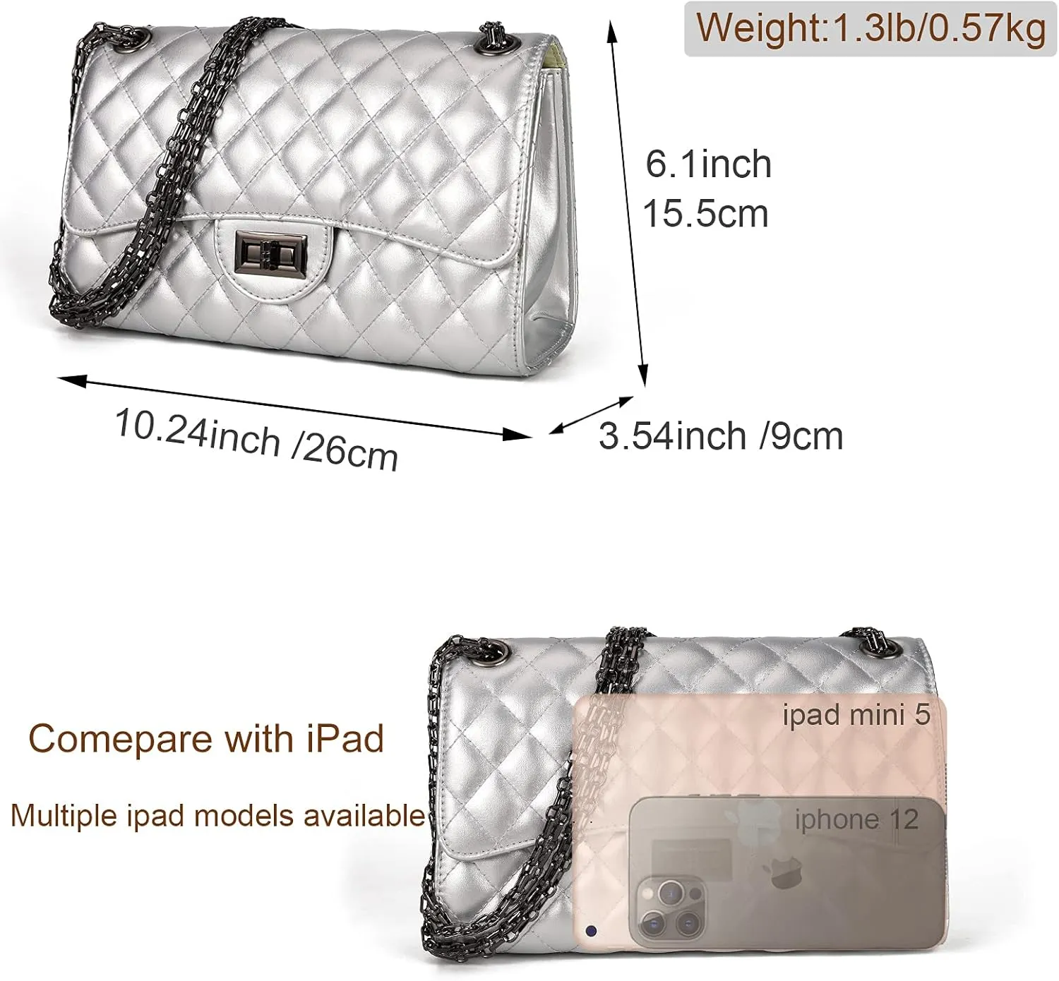 Gladdon Quilted Crossbody Purse for Women Trendy Ladies Shoulder Bag with Chain Designer Purses