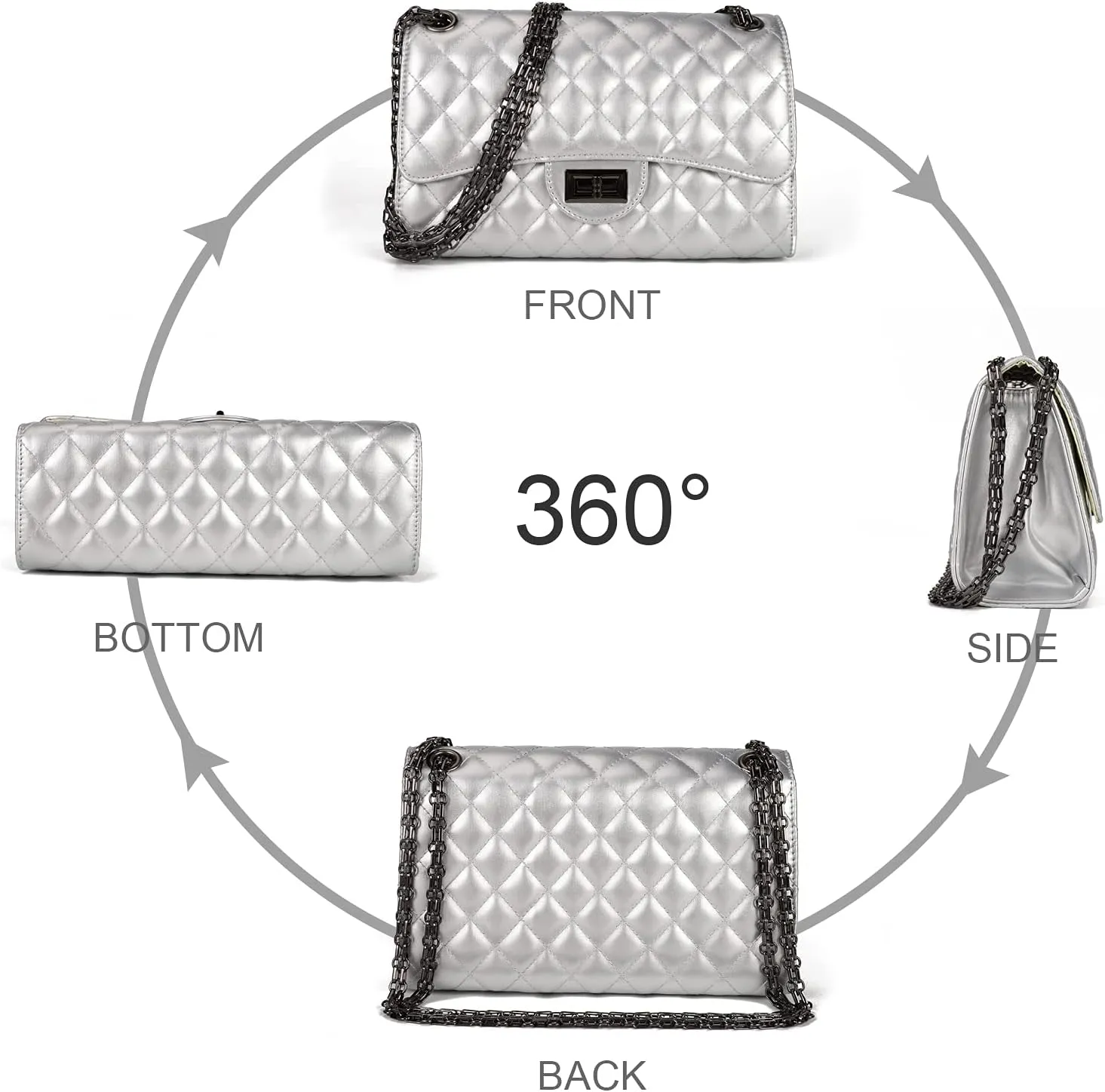 Gladdon Quilted Crossbody Purse for Women Trendy Ladies Shoulder Bag with Chain Designer Purses