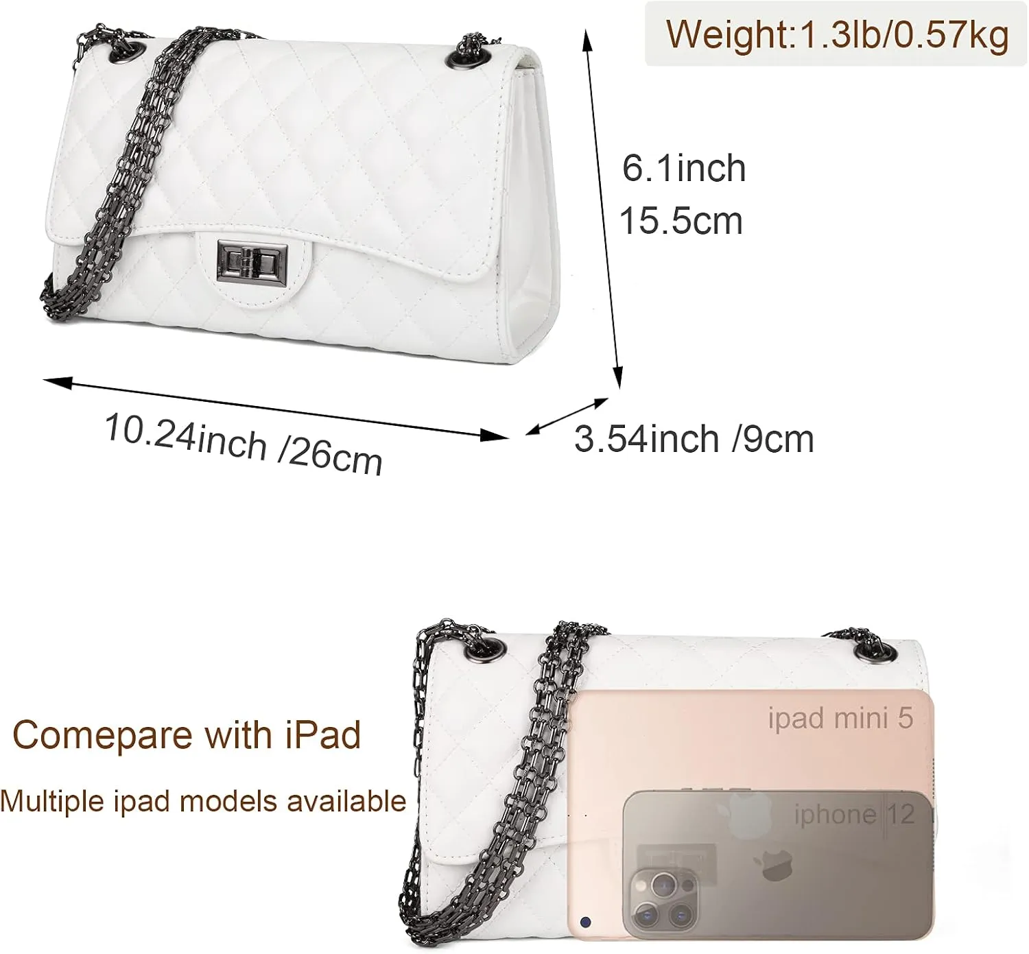 Gladdon Quilted Crossbody Purse for Women Trendy Ladies Shoulder Bag with Chain Designer Purses