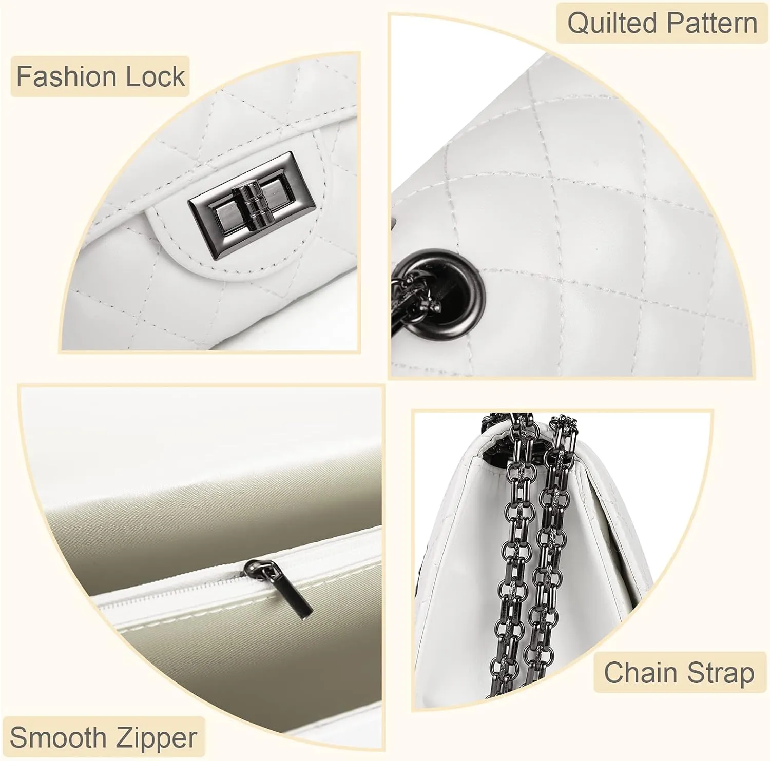 Gladdon Quilted Crossbody Purse for Women Trendy Ladies Shoulder Bag with Chain Designer Purses