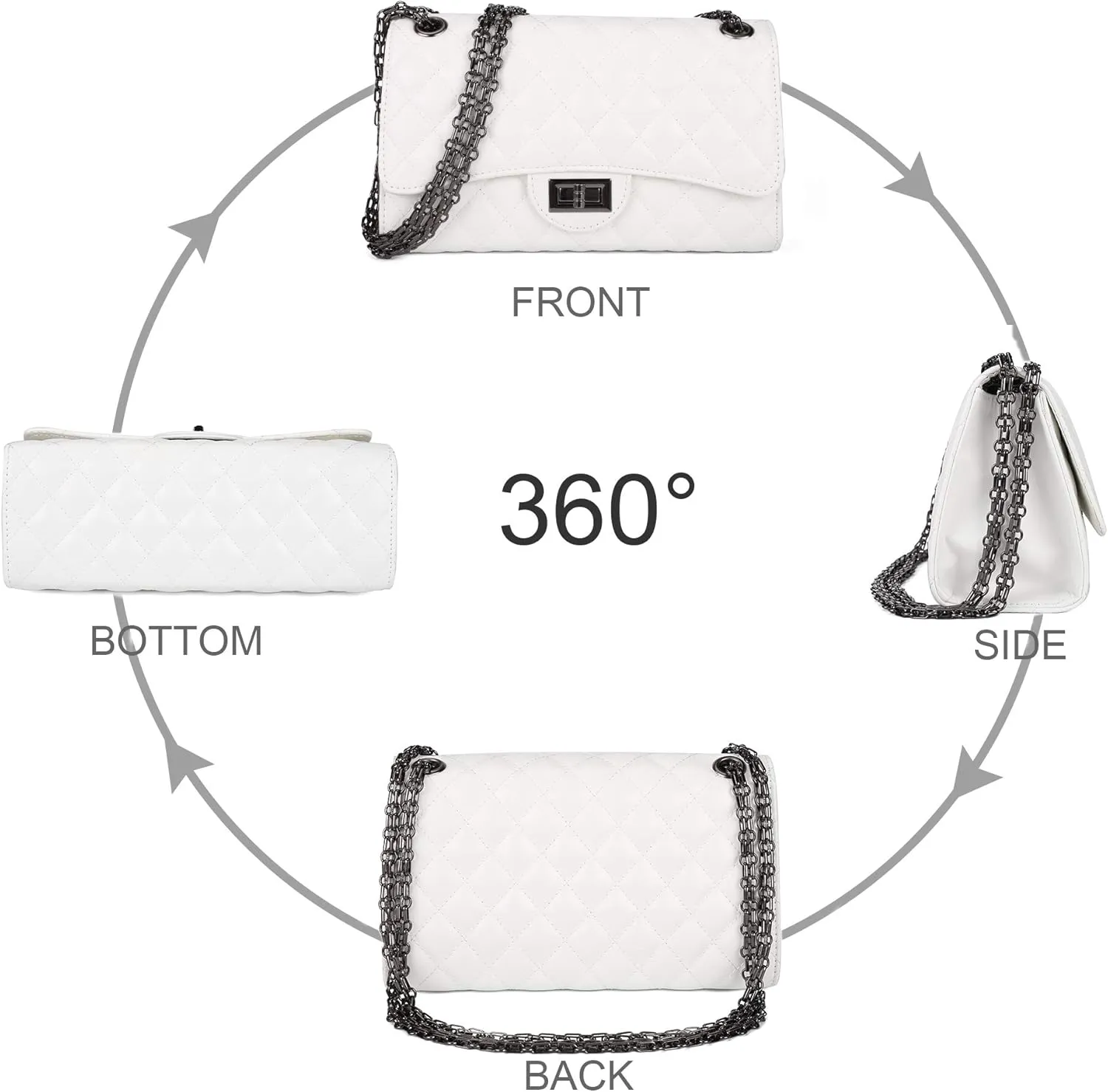 Gladdon Quilted Crossbody Purse for Women Trendy Ladies Shoulder Bag with Chain Designer Purses