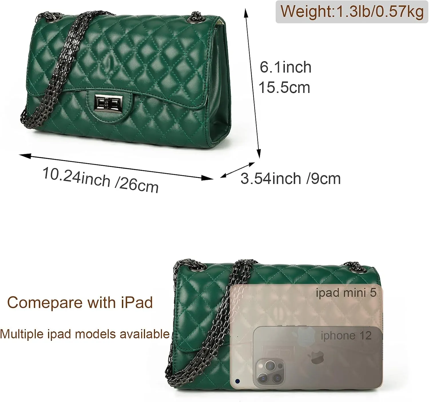 Gladdon Quilted Crossbody Purse for Women Trendy Ladies Shoulder Bag with Chain Designer Purses