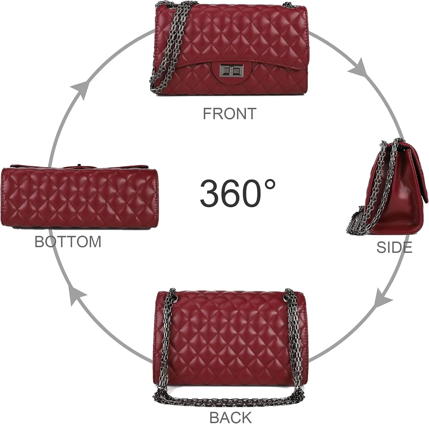 Gladdon Quilted Crossbody Purse for Women Trendy Ladies Shoulder Bag with Chain Designer Purses