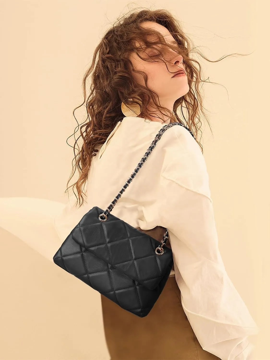 Gladdon Quilted Crossbody Purses for Women Small Ladies Shoulder Bags with Chain Trendy Clutch Purse Cute Designer Bag