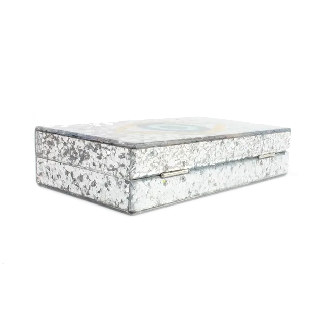 Glitter Eye Acrylic Clutch - Silver & White