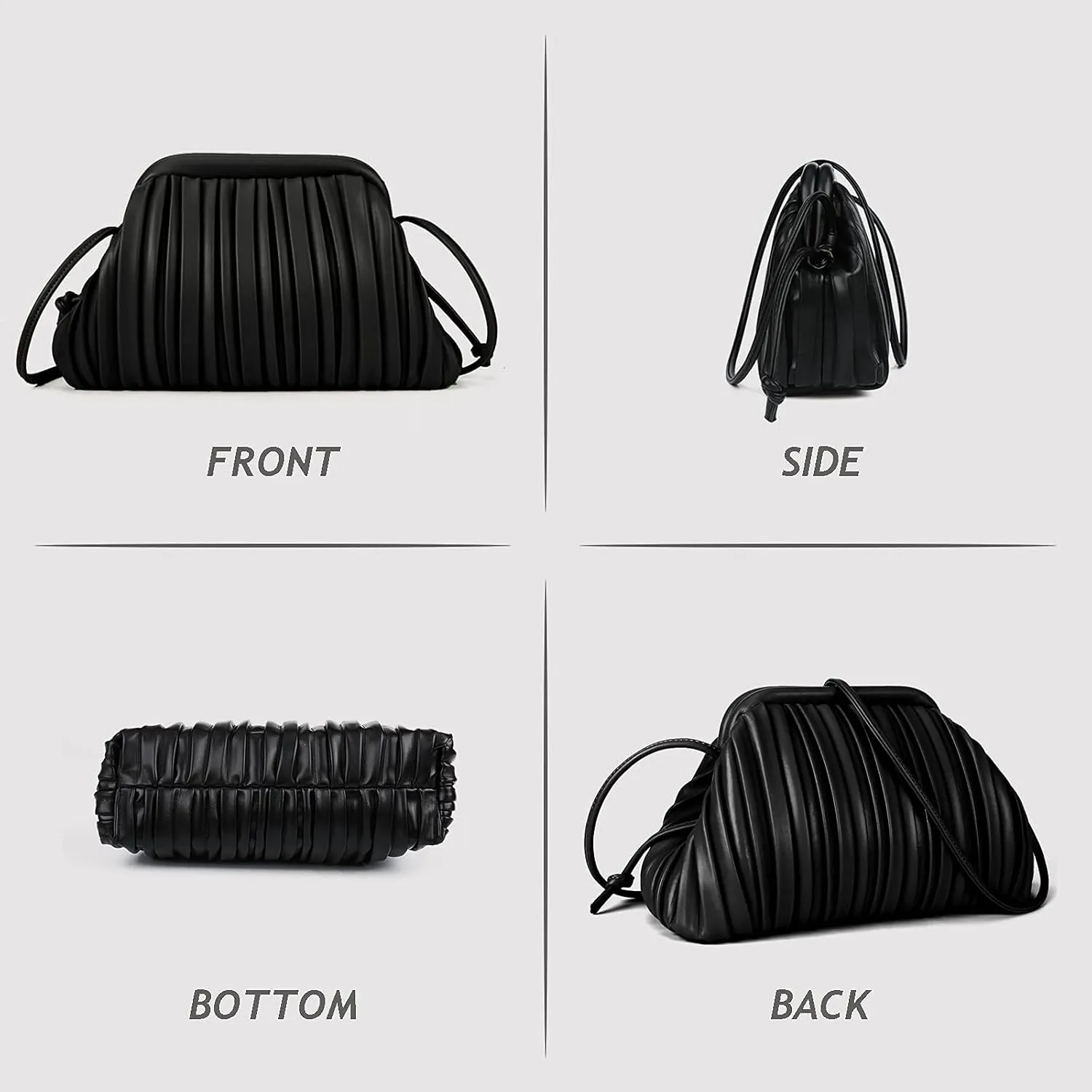 GLITZALL Clutch Purse and Dumpling Bag for Women,Designer Cloud Handbag and Ruched Bag with Detachable Shoulder Strap
