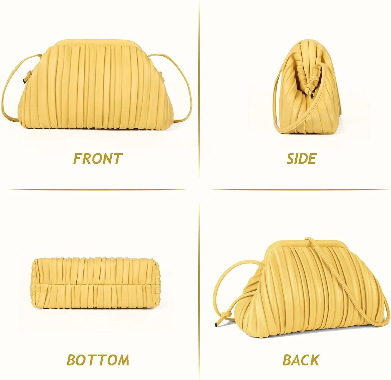 GLITZALL Clutch Purse and Dumpling Bag for Women,Designer Cloud Handbag and Ruched Bag with Detachable Shoulder Strap