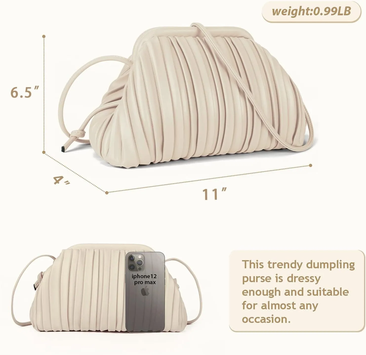 GLITZALL Clutch Purse and Dumpling Bag for Women,Designer Cloud Handbag and Ruched Bag with Detachable Shoulder Strap