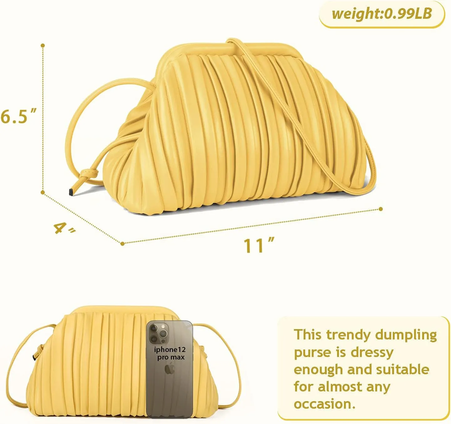 GLITZALL Clutch Purse and Dumpling Bag for Women,Designer Cloud Handbag and Ruched Bag with Detachable Shoulder Strap
