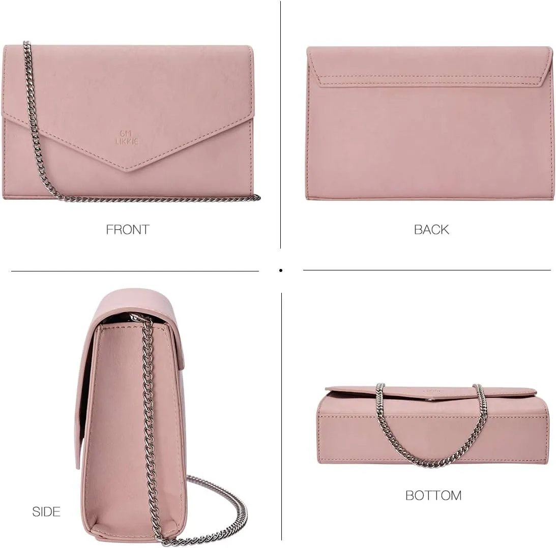 GM LIKKIE Clutch Purse for Women, Evening Envelope Clutch Bag, Crossbody Foldover PU Leather Shoulder Handbag