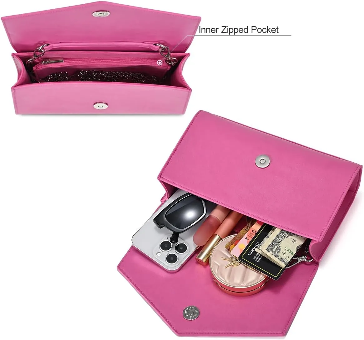 GM LIKKIE Clutch Purse for Women, Evening Envelope Clutch Bag, Crossbody Foldover PU Leather Shoulder Handbag