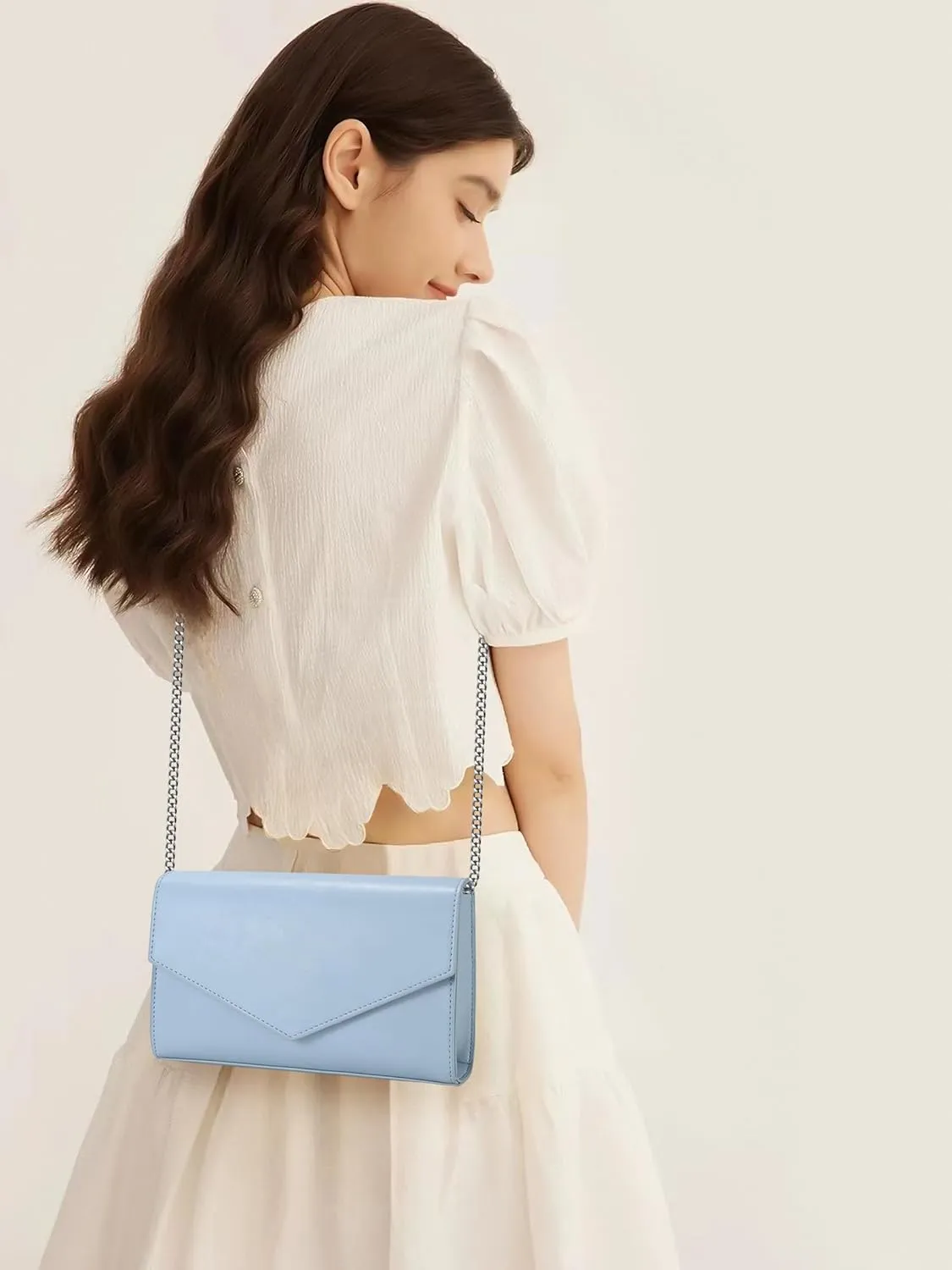 GM LIKKIE Clutch Purse for Women, Evening Envelope Clutch Bag, Crossbody Foldover PU Leather Shoulder Handbag