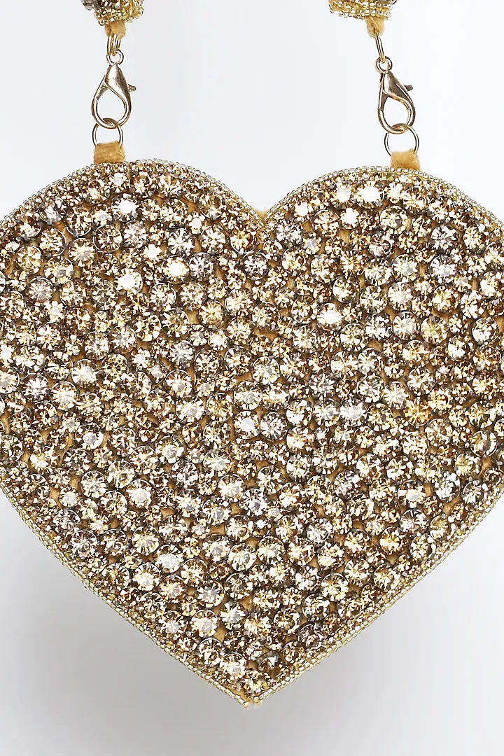 Gold Crystal Heart Clutch