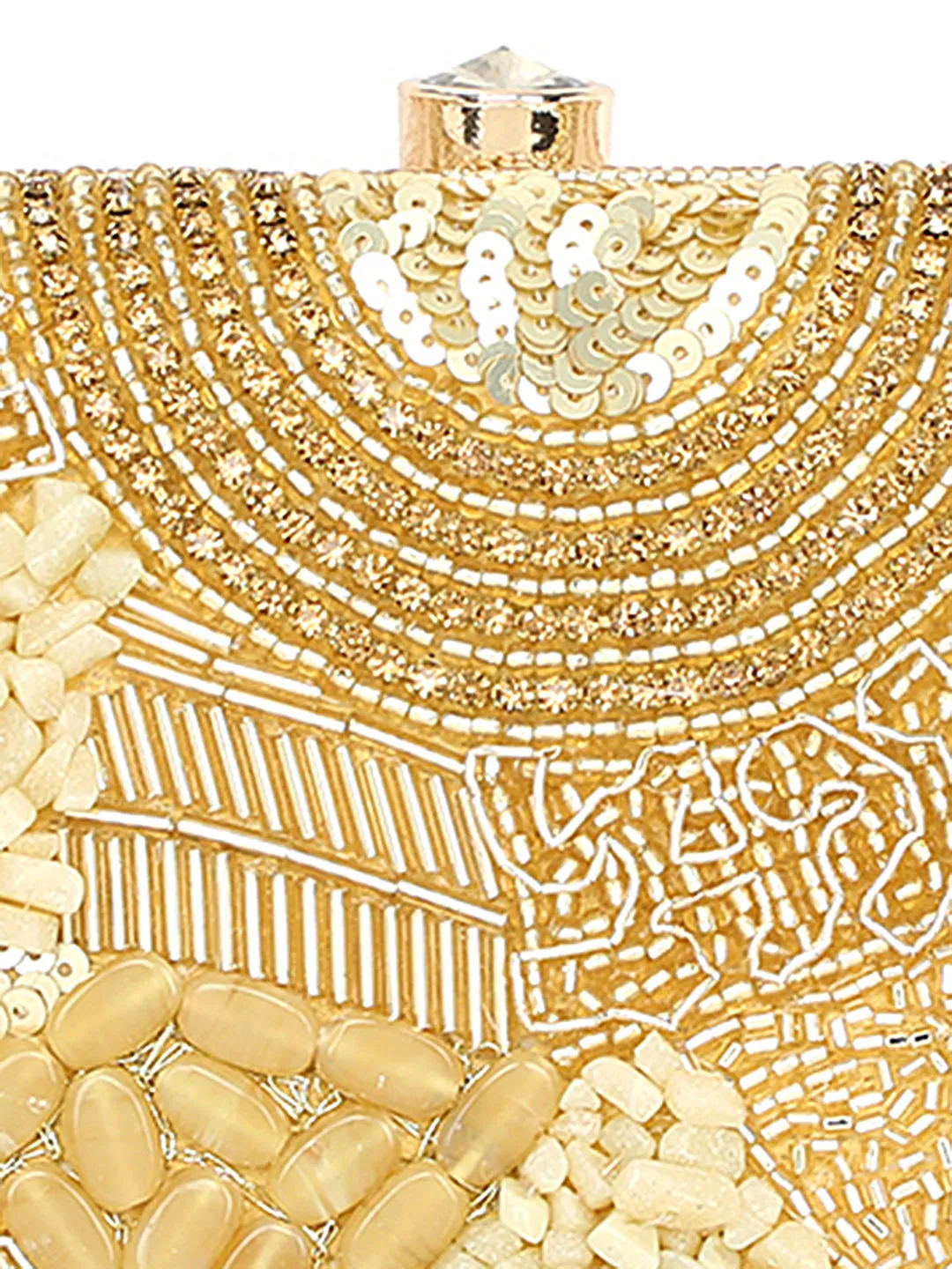 Gold Embroidered Casual Box Clutches
