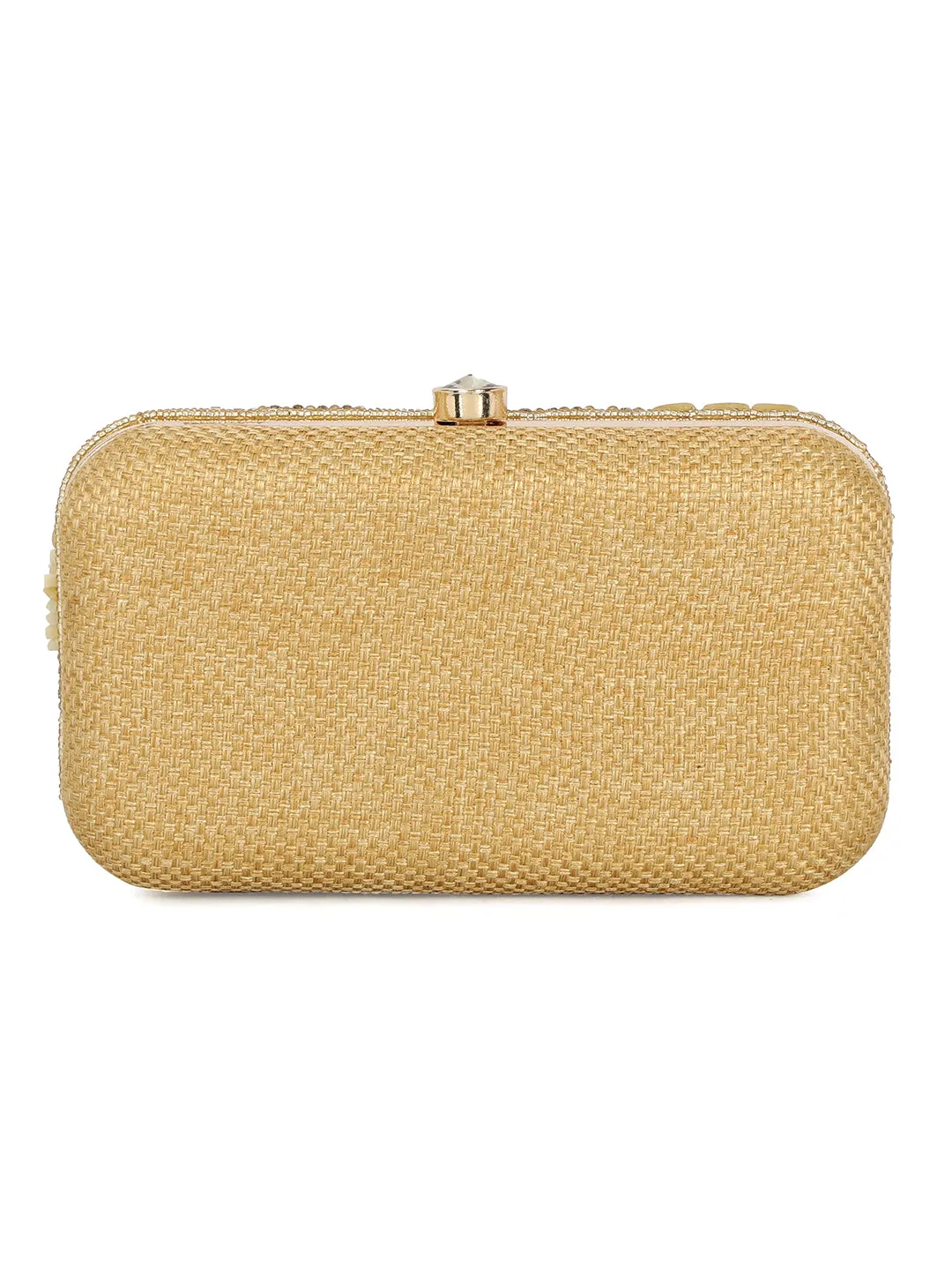 Gold Embroidered Casual Box Clutches