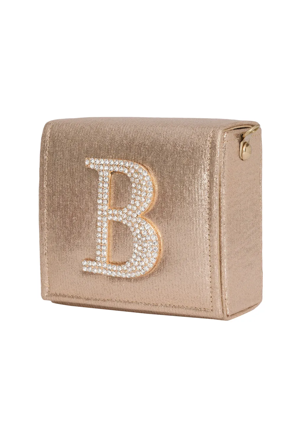 Golden B Alphabhet Intial Embellised Flap Bag