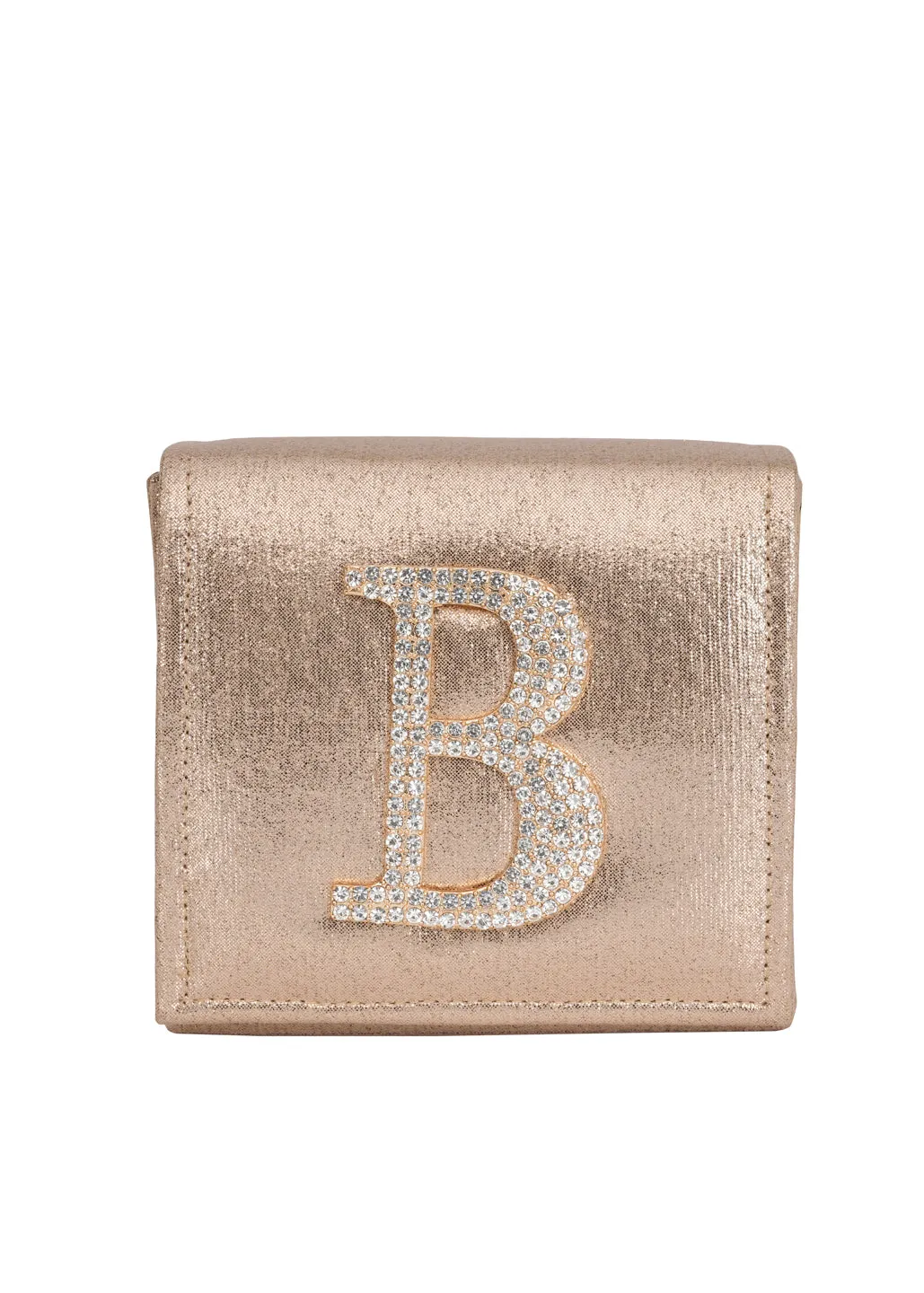 Golden B Alphabhet Intial Embellised Flap Bag
