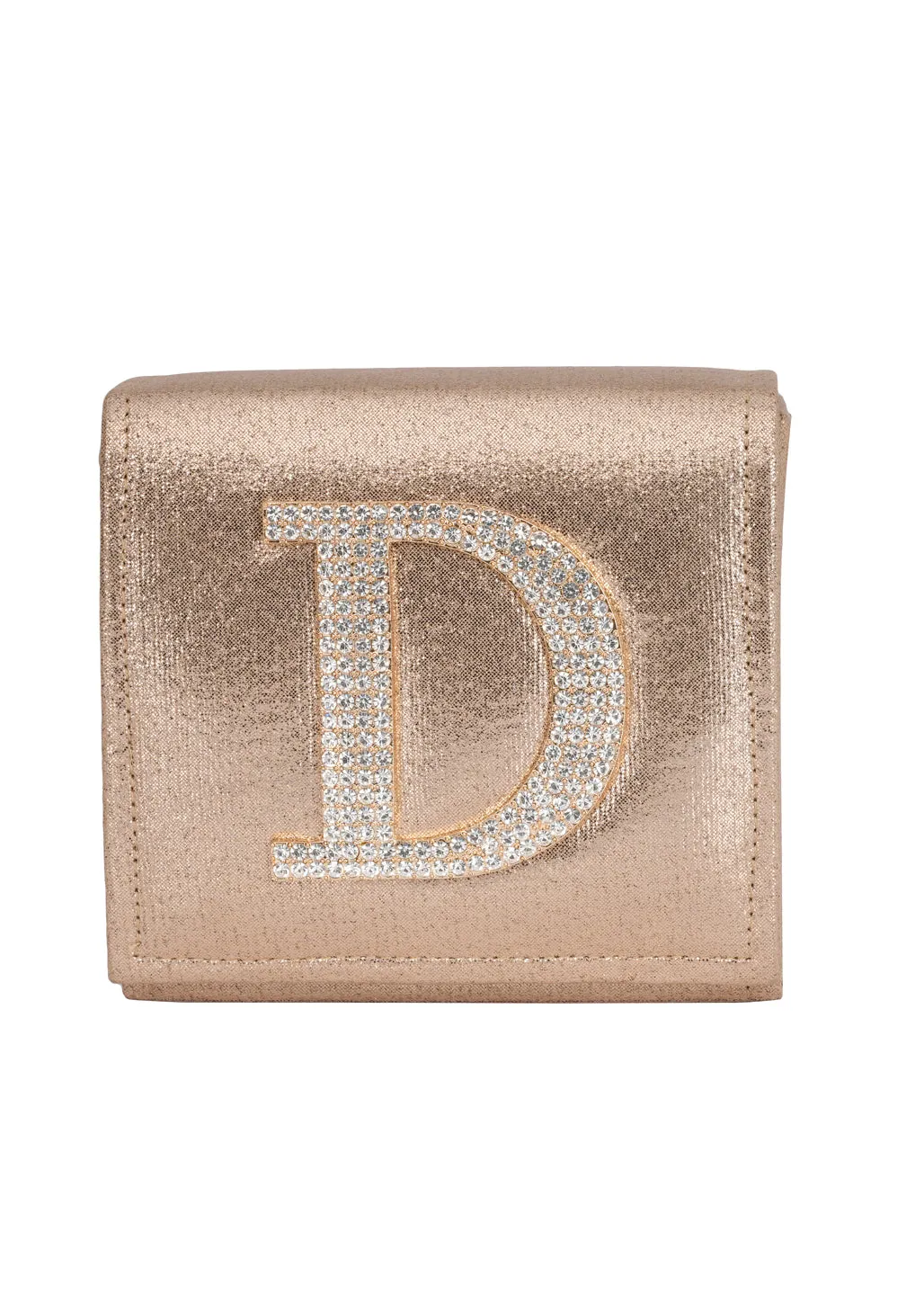 Golden D Alphabhet Intial Embellised Flap Bag