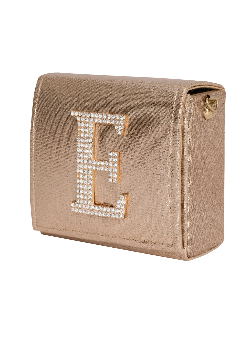 Golden E Alphabhet Intial Embellised Flap Bag