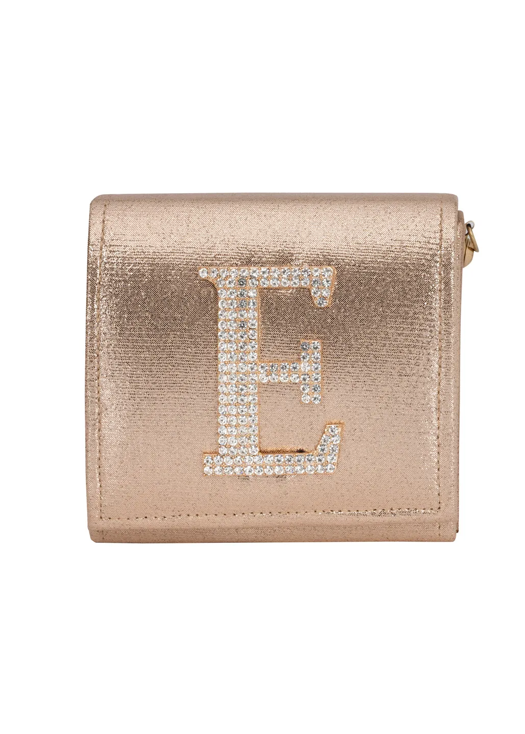 Golden E Alphabhet Intial Embellised Flap Bag