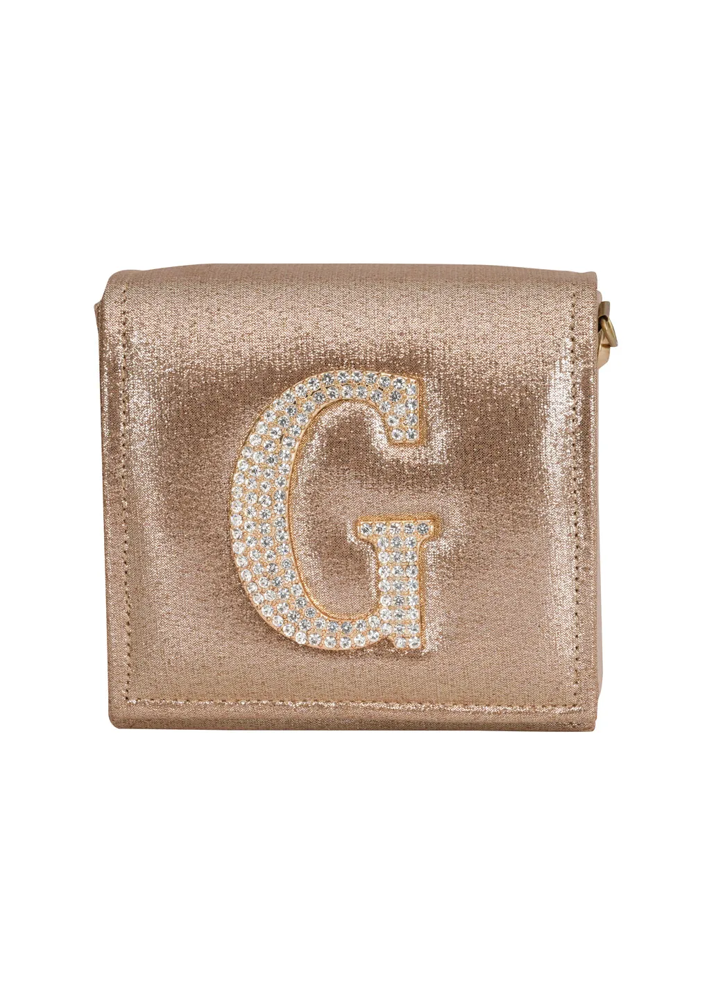 Golden G Alphabhet Intial Embellised Flap Bag