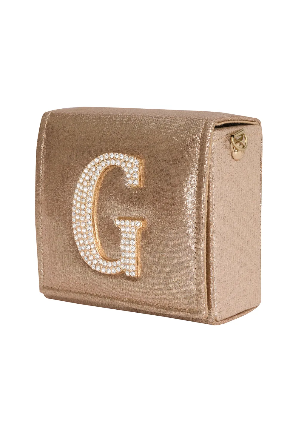 Golden G Alphabhet Intial Embellised Flap Bag