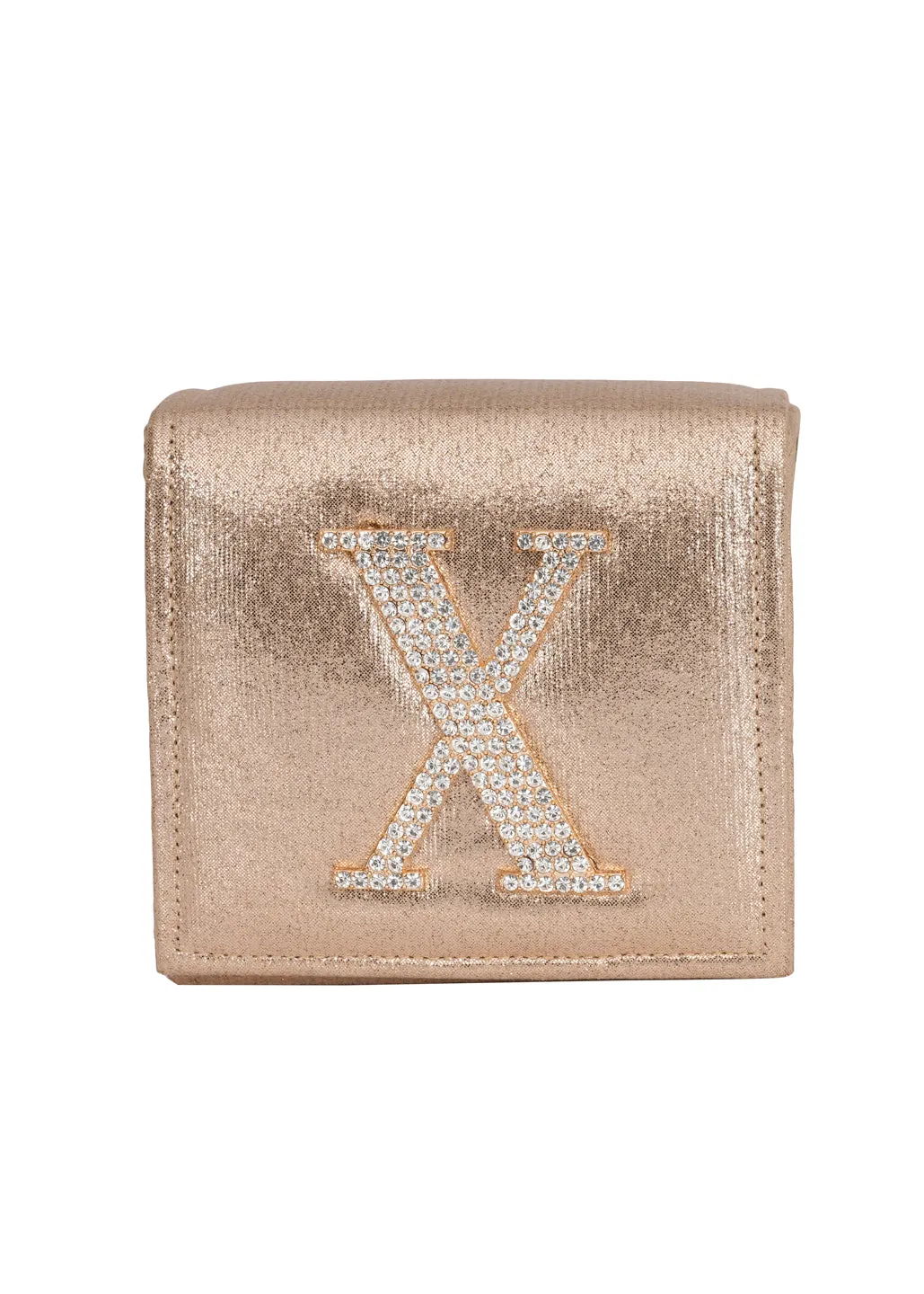 Golden X Alphabhet Intial Embellised Flap Bag