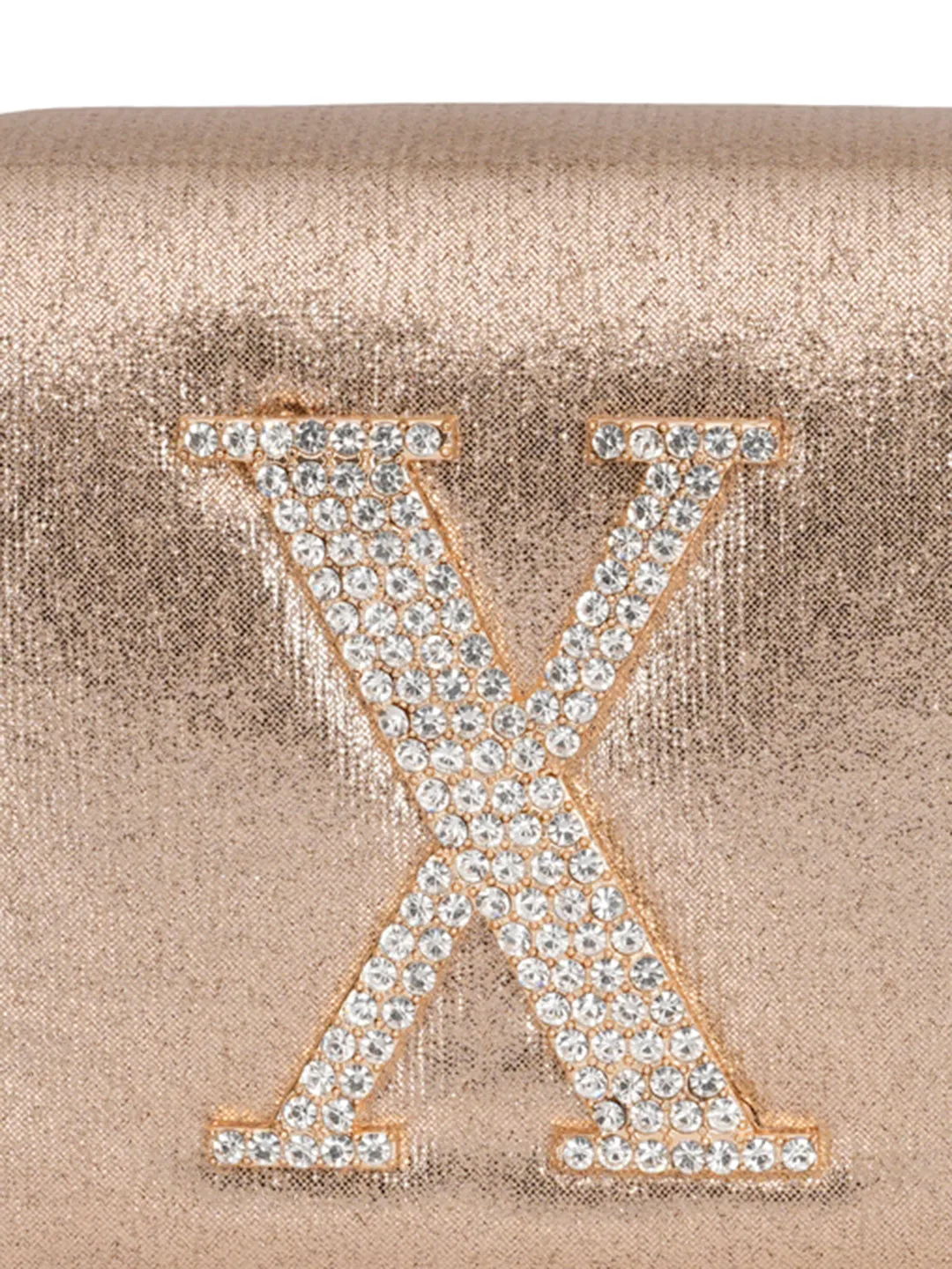 Golden X Alphabhet Intial Embellised Flap Bag