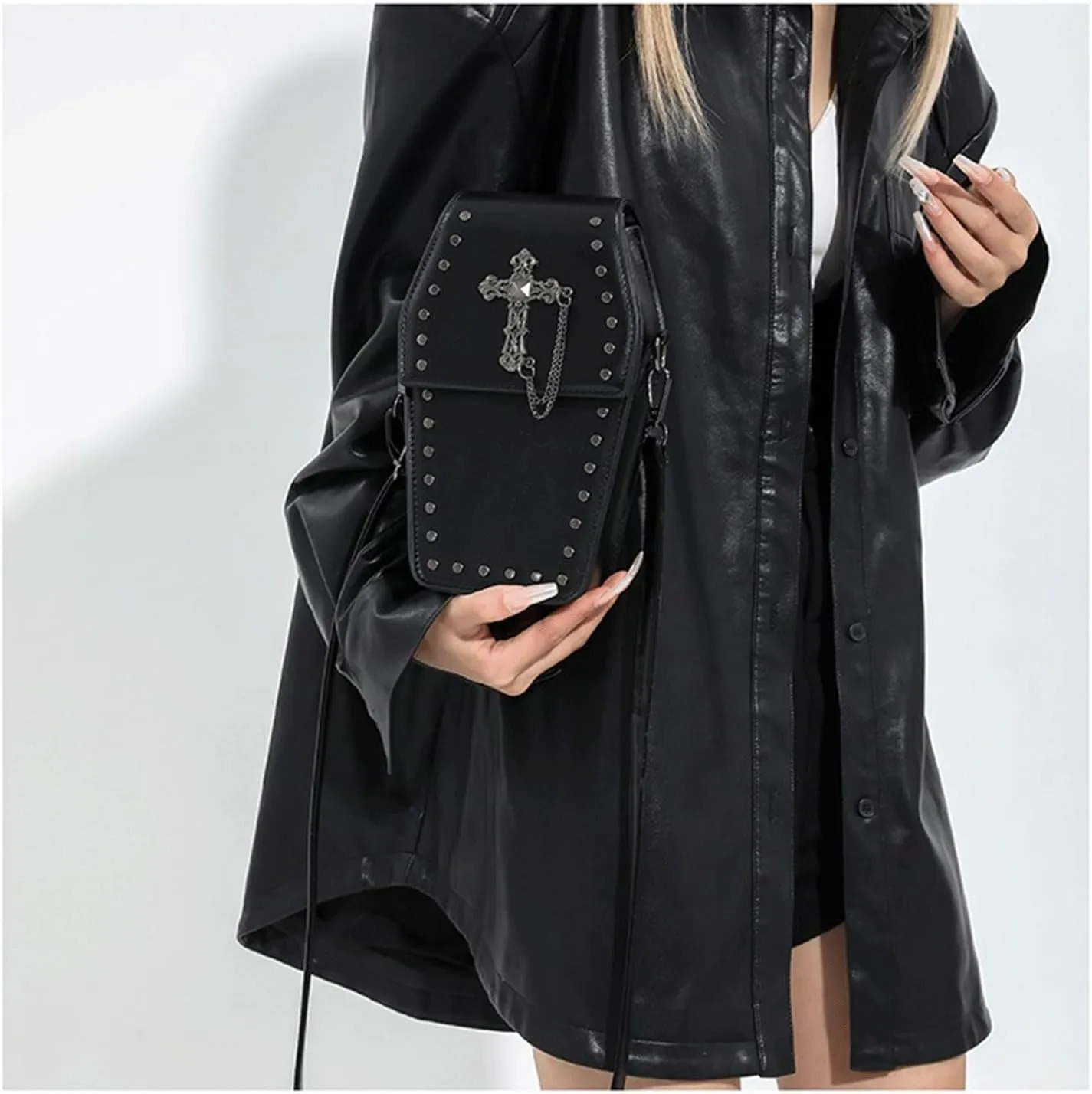 Goth Purse Coffin Halloween Purses Clutch Shoulder Bag Small Crossbody Bag Spooky Horror Cute Wallet