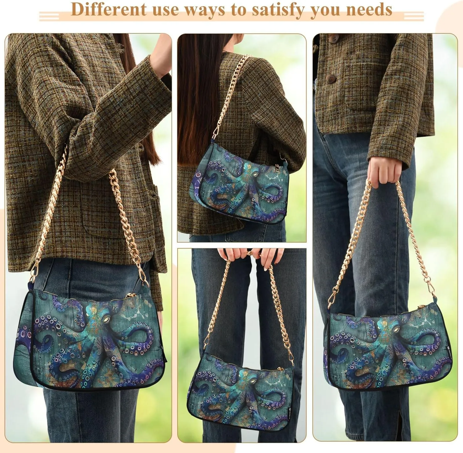 Graffiti Painting Abstract Chain Purse Hobo Clutch Bag Women's Designer Inspire Handbags Shoulder Strap