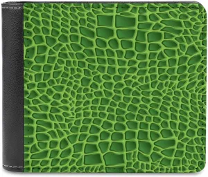 Green Crocodile Lizard Skin Slim Men's Bifold Wallet with ID Window Coin Pouch Minimalist Front Pocket for Women, style