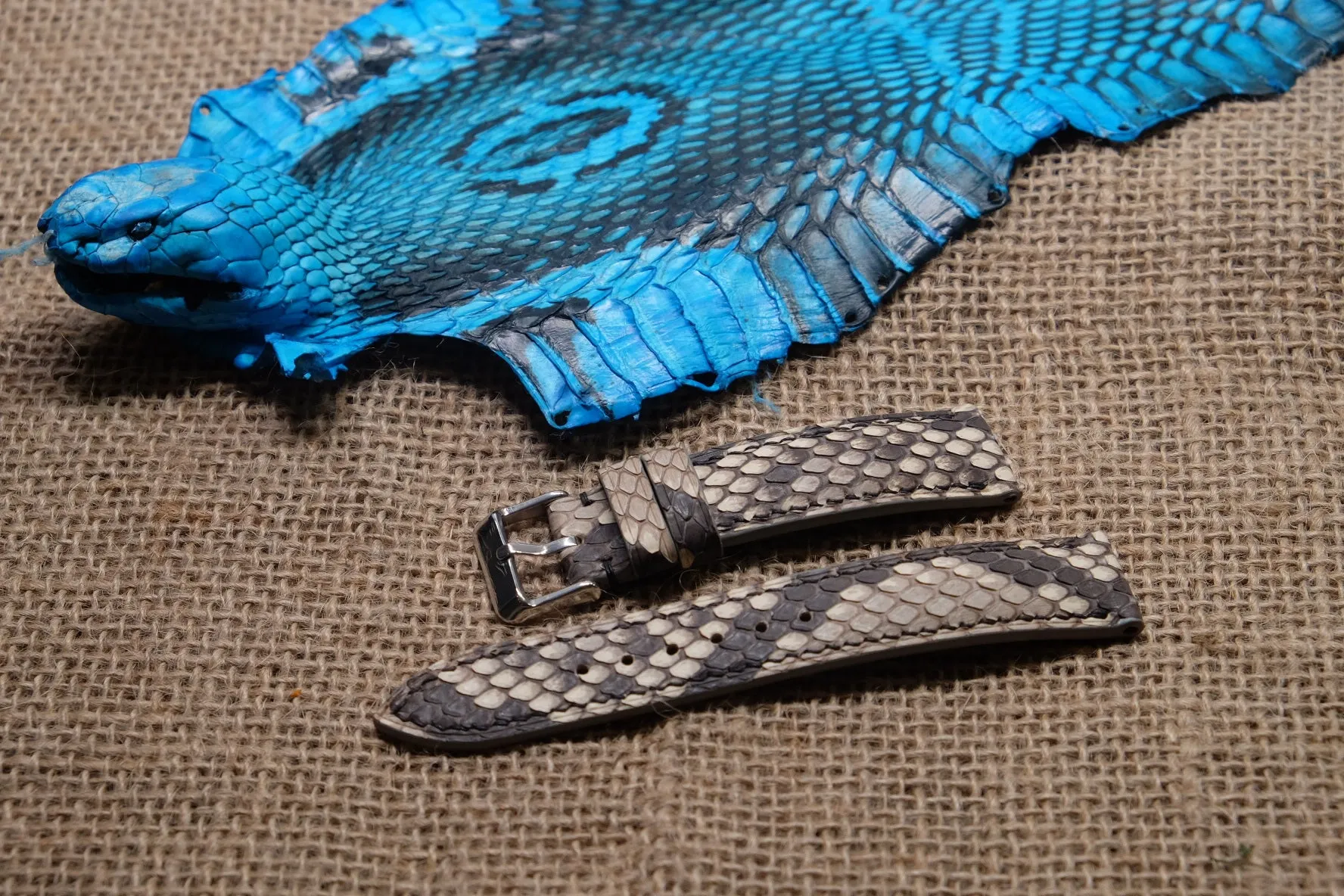 Grey python leather watch strap HDPS19