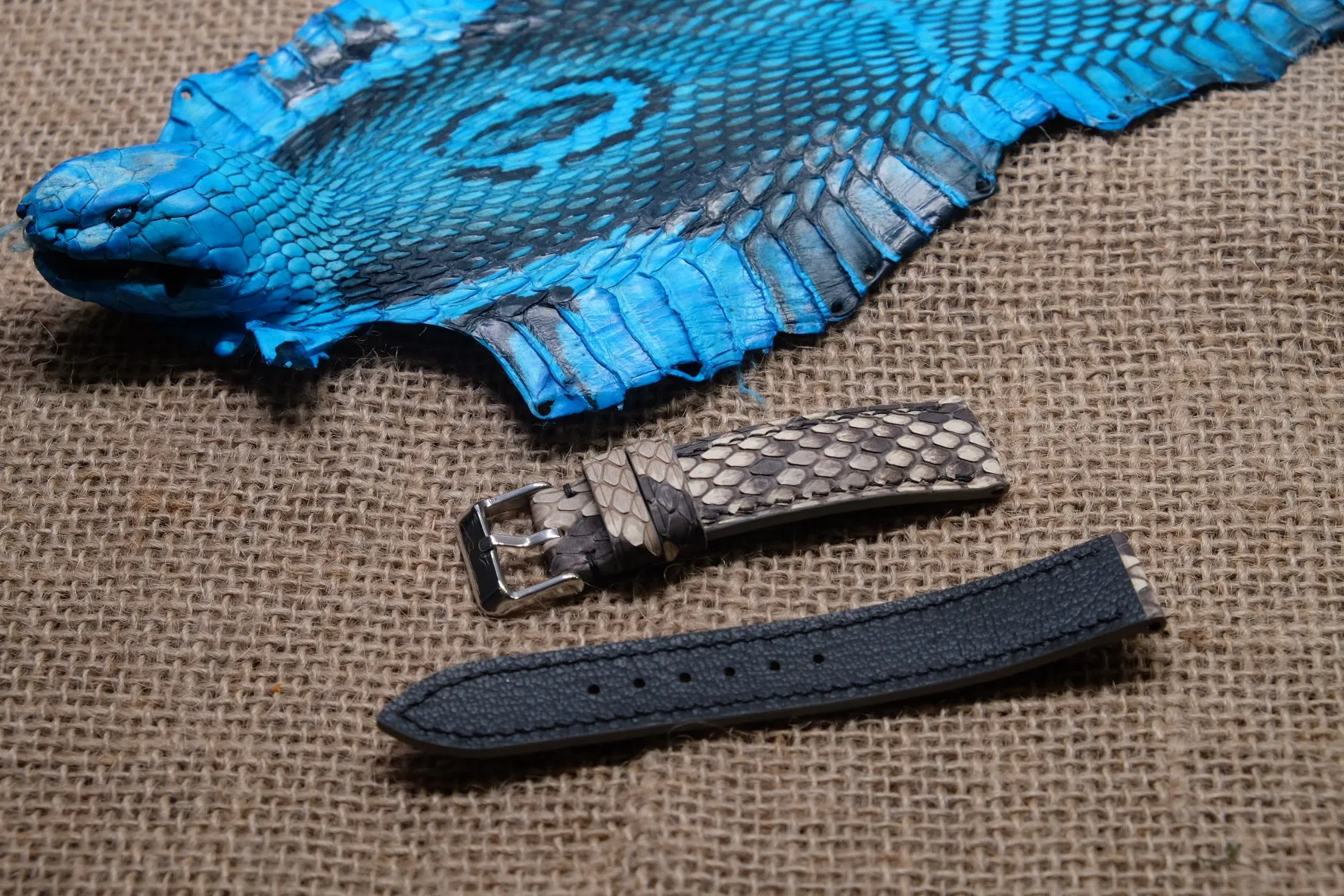 Grey python leather watch strap HDPS19