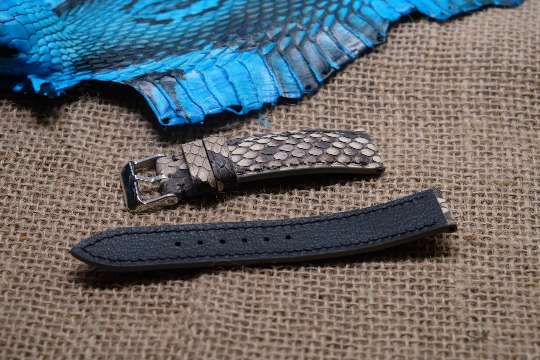 Grey python leather watch strap HDPS19
