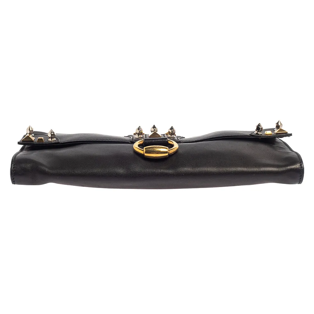 Gucci Black Leather Studded Clutch