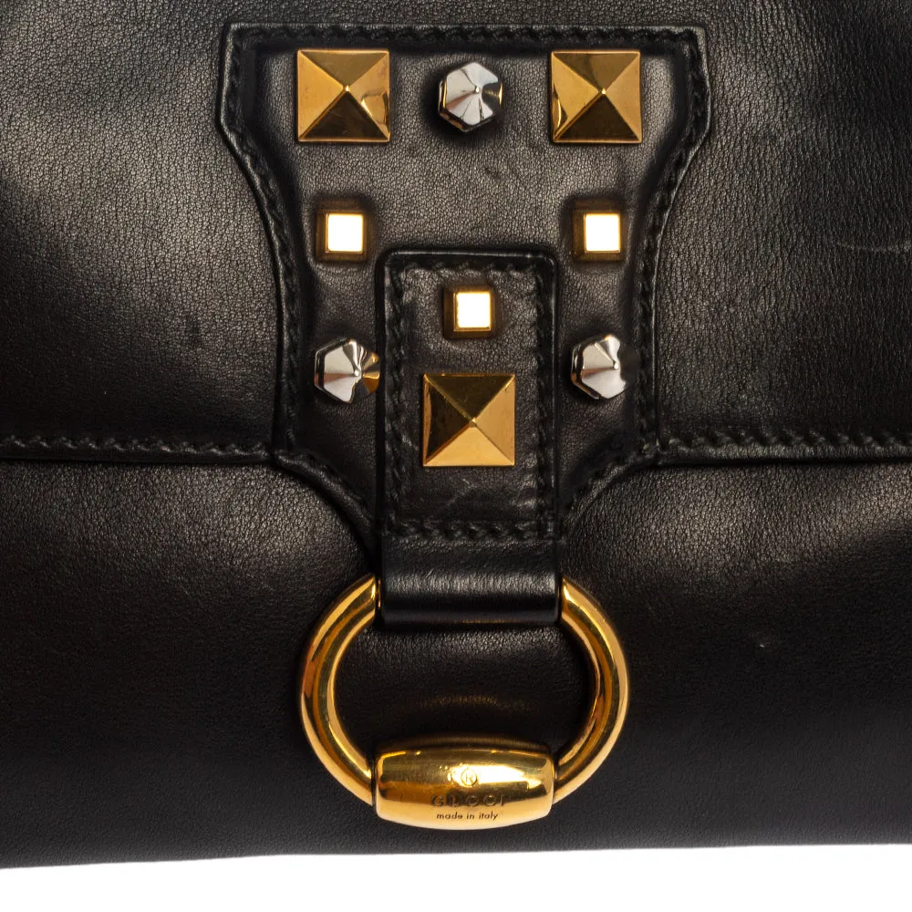 Gucci Black Leather Studded Clutch