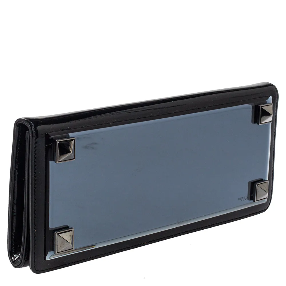 Gucci Black Patent Leather and Resin Studded Broadway Evening Clutch