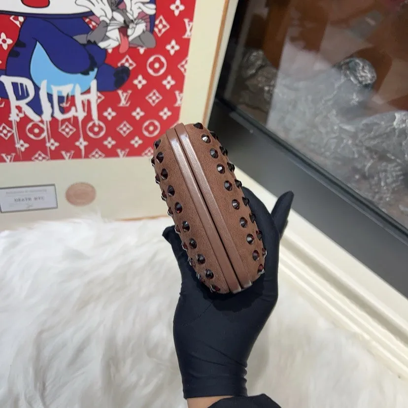 Gucci Brown Studded Clutch Small