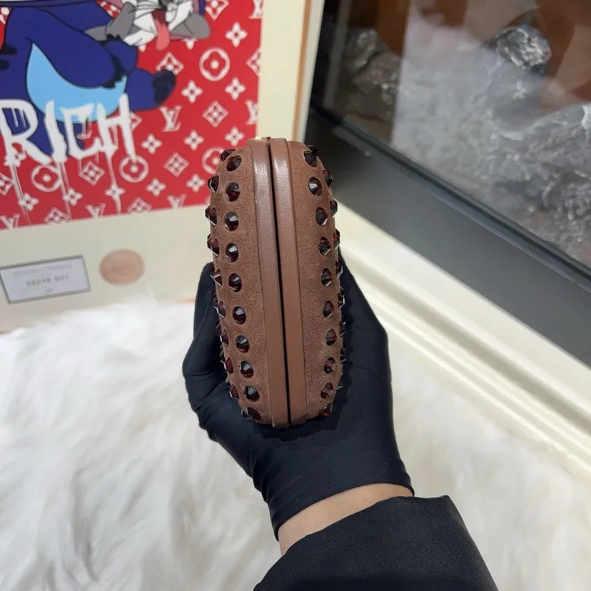 Gucci Brown Studded Clutch Small