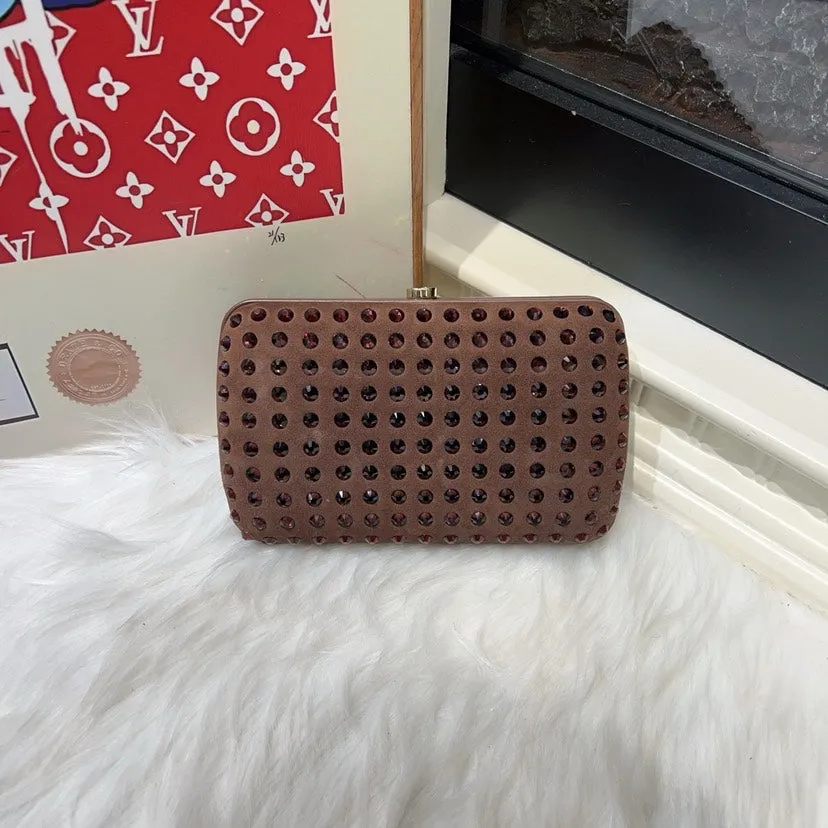 Gucci Brown Studded Clutch Small
