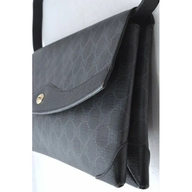 Gucci Clutch Two Way Grey On Black Guccissima Print Coated Canvas And Leather Shoulder Bag