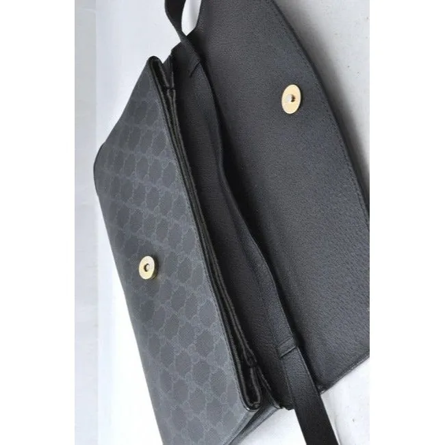 Gucci Clutch Two Way Grey On Black Guccissima Print Coated Canvas And Leather Shoulder Bag