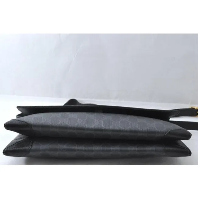 Gucci Clutch Two Way Grey On Black Guccissima Print Coated Canvas And Leather Shoulder Bag