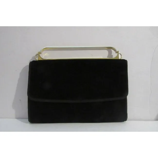 Gucci Evening W Two Way Removable Chain Strap Black Leather Velvet Shoulder Bag